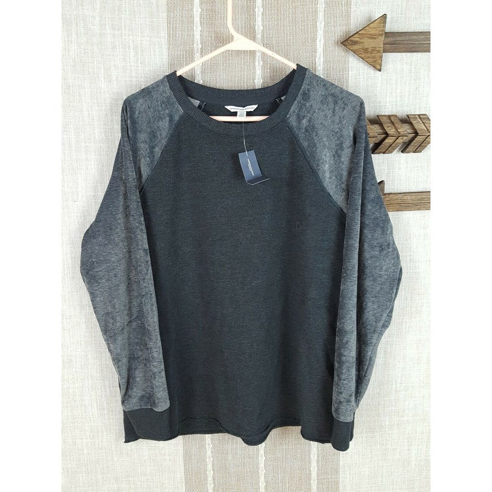 American Eagle Velvet Raglan Crew Neck Sweatshirt - Picture 2 of 8